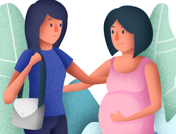 illustration of a woman reaching out to pregnant woman