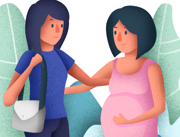 babysitter-illustration-05 illustration of a woman reaching out to pregnant woman